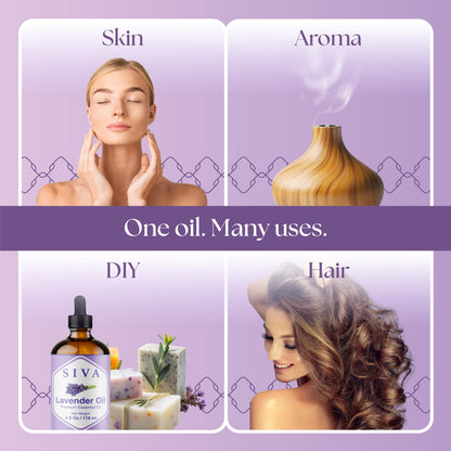 Siva Lavender Essential Oil - 4 Oz | 100% Natural Lavender Oil for Diffuser, Skin Care & Aromatherapy