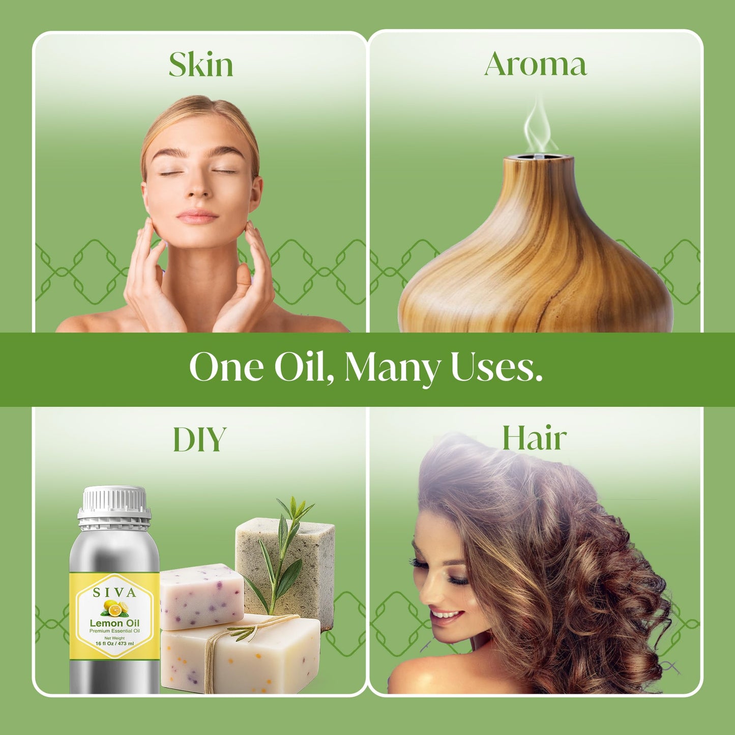 Siva Lemon Essential Oil 16oz – 100% Natural for Diffuser, Hair & Skin Care