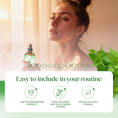 Siva Peppermint Arvensis Essential Oil - 4 Oz - 100% Natural - Diffuser, Skin & Hair Care