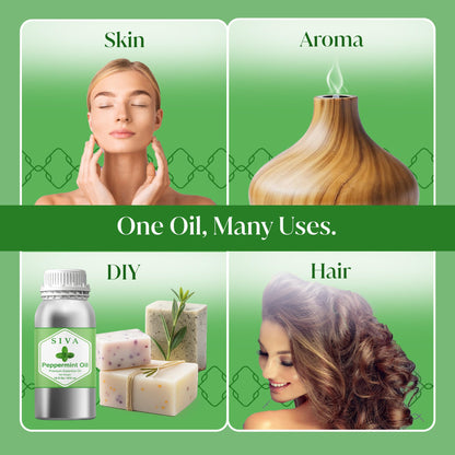 Siva Peppermint Essential Oil 16 oz - 100% Natural Peppermint Oil for Diffuser, Skin & Hair Care