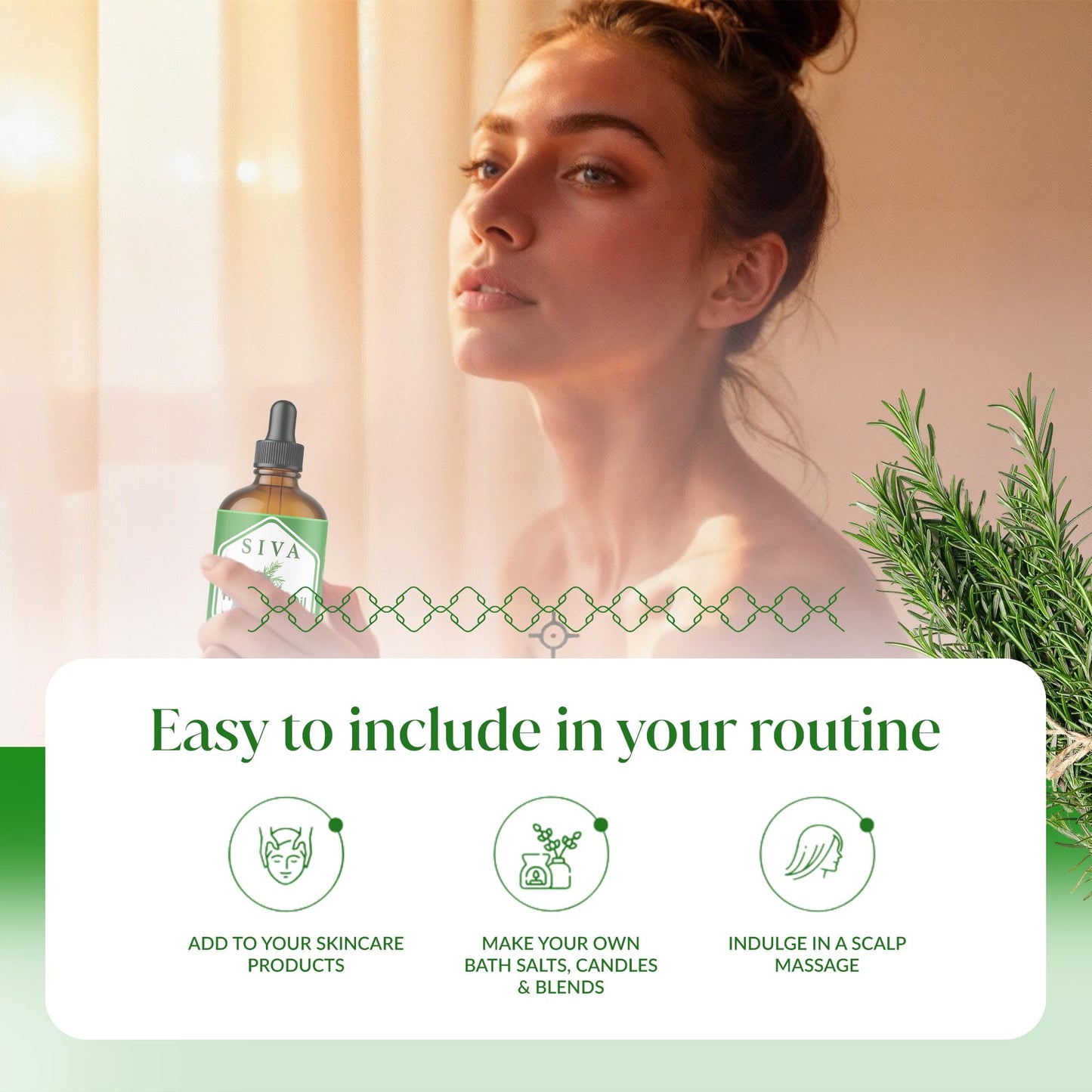 Siva Rosemary Essential Oil 4oz - 100% Natural, Steam-Distilled, Dropper