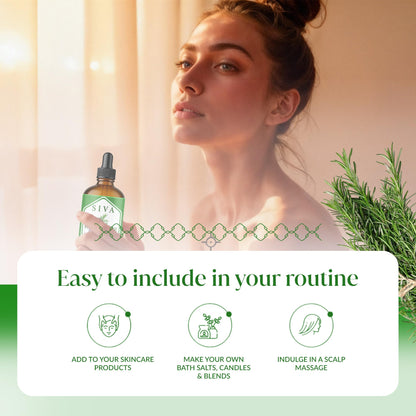 Siva Rosemary Essential Oil 4oz - 100% Natural, Steam-Distilled, Dropper