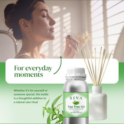 Siva Tea Tree Essential Oil 16 Oz – 100% Natural Tea Tree Oil for Diffuser, Skin, Hair & More
