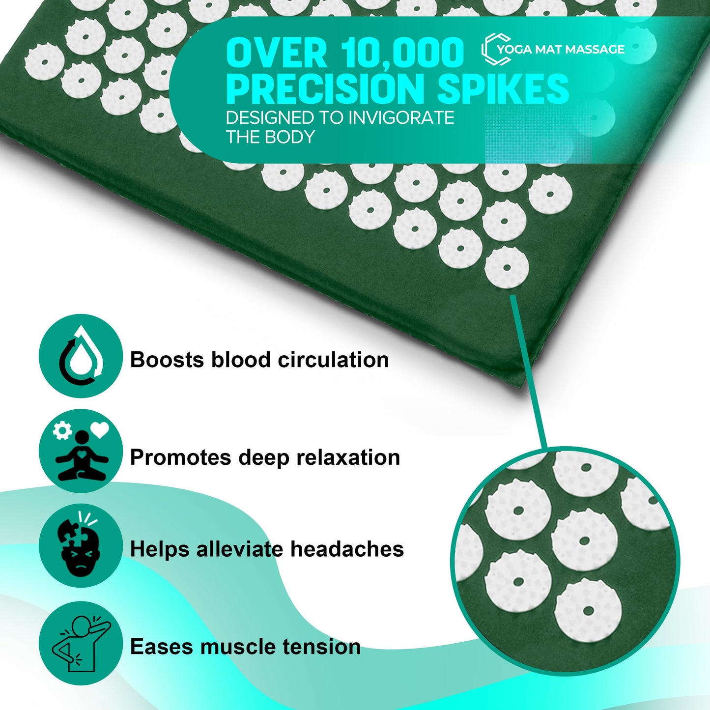 Sivan Back & Neck Pain Relief Acupressure Mat & Pillow Set – Green