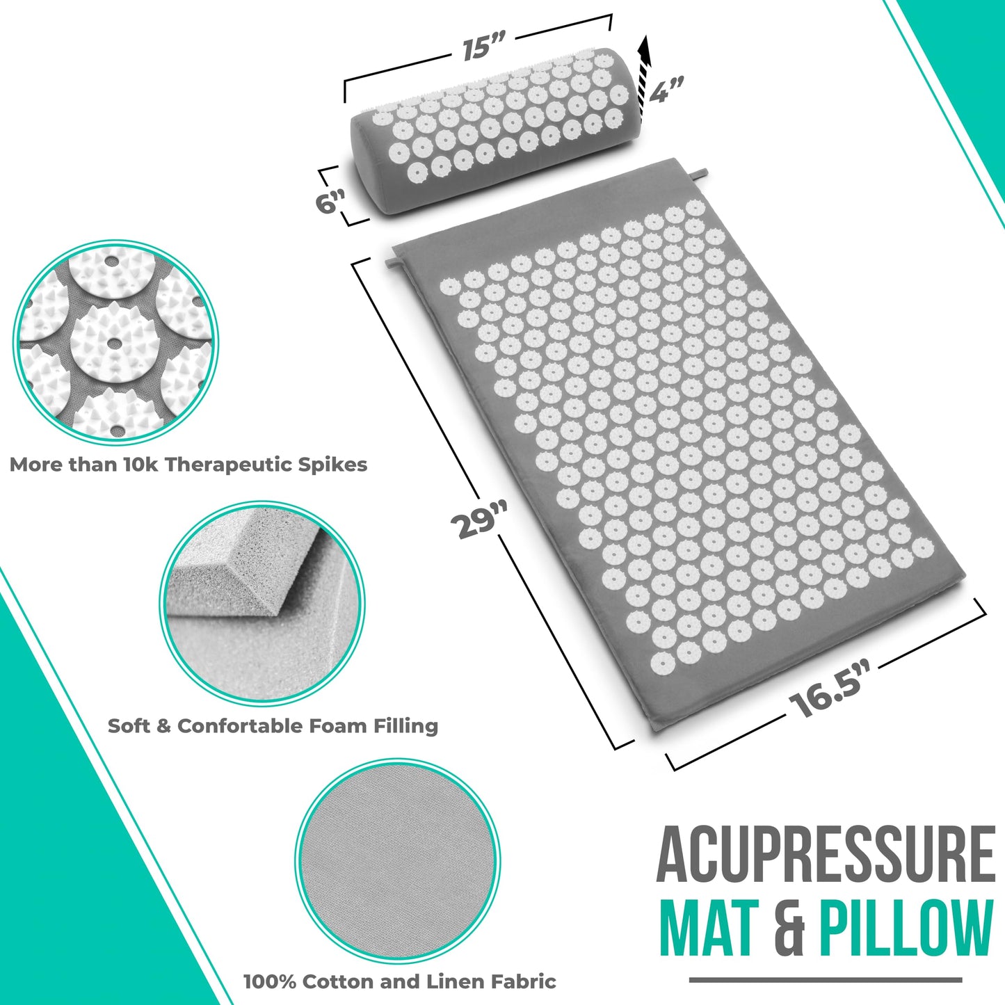 Sivan Acupressure Mat & Pillow Set – Grounding for Stress, Back & Neck Pain