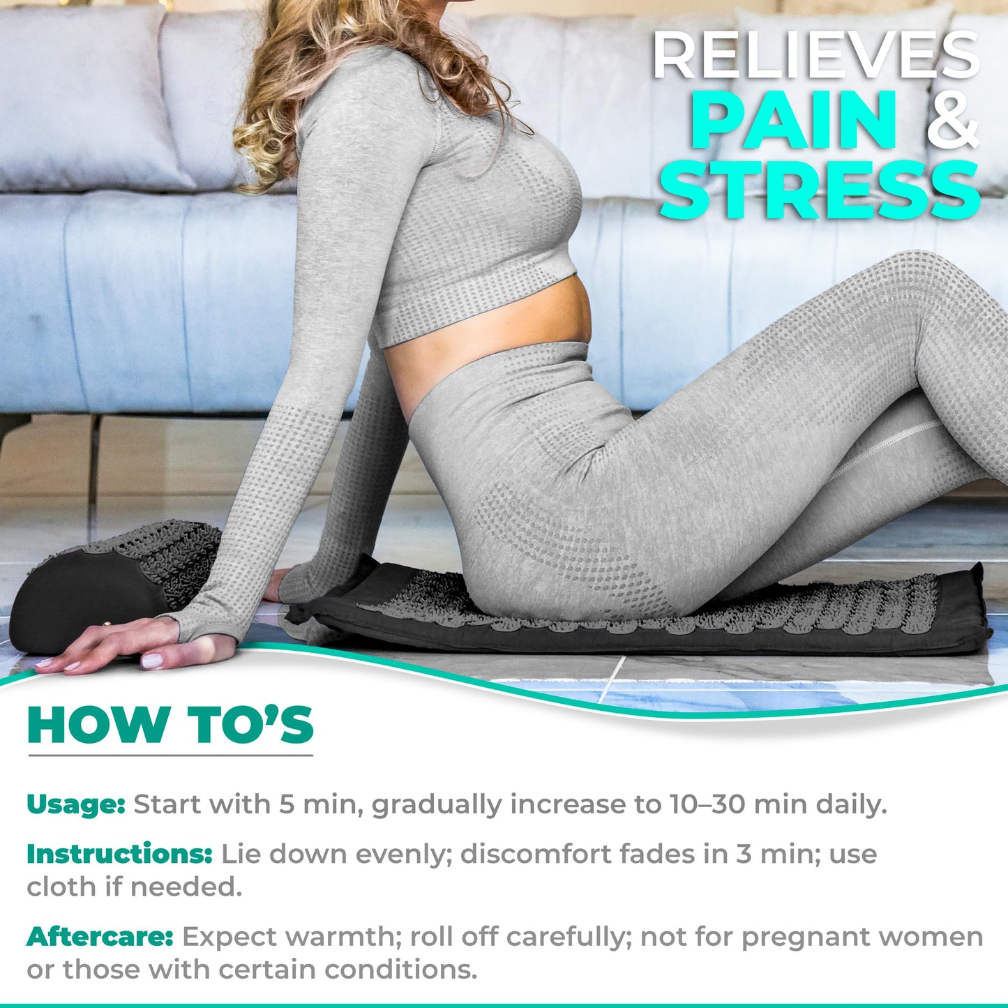 Sivan Health Acupressure Mat & Pillow Set – Stress Relief, Back & Neck Pain