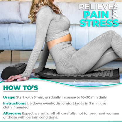 Sivan Health Acupressure Mat & Pillow Set – Stress Relief, Back & Neck Pain