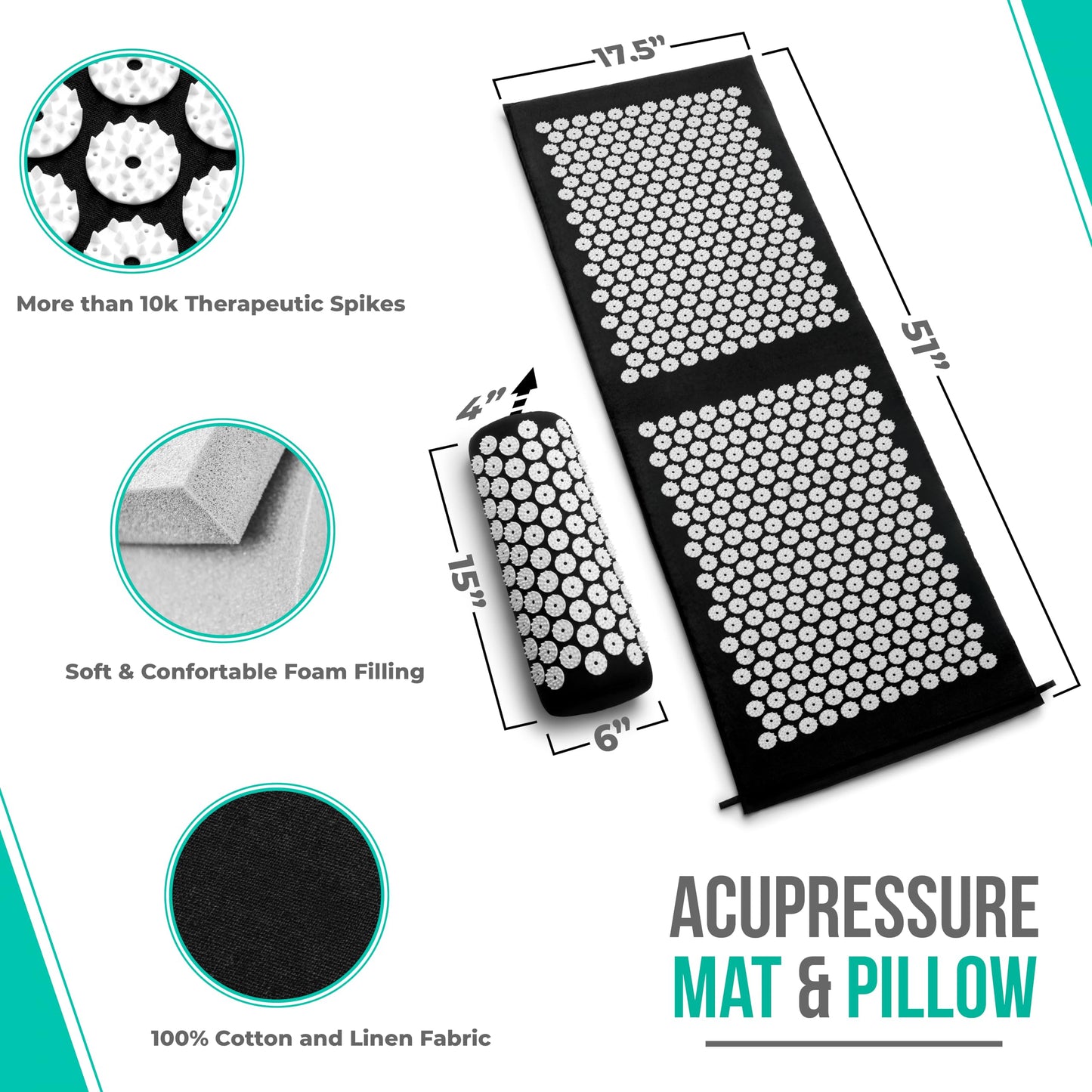 Sivan Acupressure Mat & Pillow Set – Grounding Mat for Pain Relief, Stress & Meditation