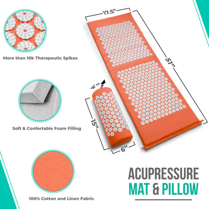 Sivan Acupressure Mat & Pillow Set – Grounding Mat for Stress Relief, Back & Neck Pain