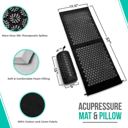 Sivan Health & Fitness Acupressure Mat & Pillow Set – Stress Relief, Back & Neck Pain