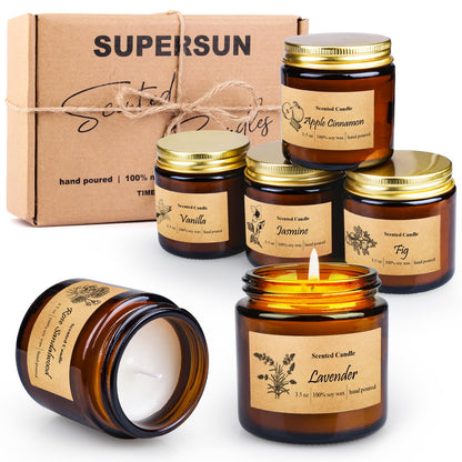 Six Pack Soy Wax Candles Gift Set – Aromatherapy Scented Jars for Home