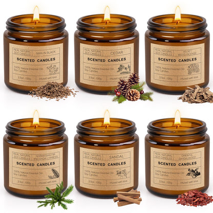 6 Pack Scented Candles Set – Long Lasting Soy Wax Aromatherapy Candles Gift for Home