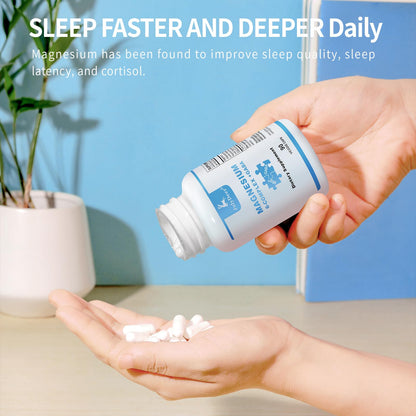 Two Bottles Sixfold Magnesium Complex – 350mg Mg Glycinate/Malate/Citrate/Taurine/Oxide/L-Threonate | Muscles & Nerves, Energy, Sleep Support | Vegan | 90 Capsules