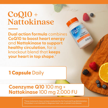 Doctor's Best CoQ10 100 mg + Nattokinase 2000 FU | Heart Support, 60 Veggie Caps