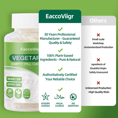Size 2 Empty Capsules – 100 Count Clear Vegetarian Pill Capsules & Filling Kit