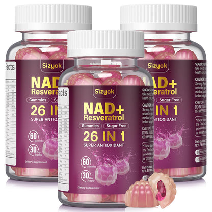 Sizyok NAD Resveratrol Gummies – 60 Gummies, 3 Pack