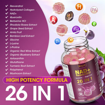 Sizyok NAD Resveratrol Gummies – 60 Gummies, 3 Pack