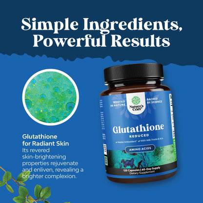 Reduced Glutathione 1000mg with Milk Thistle - 120 Capsules | Skin, Liver & Immune Support
