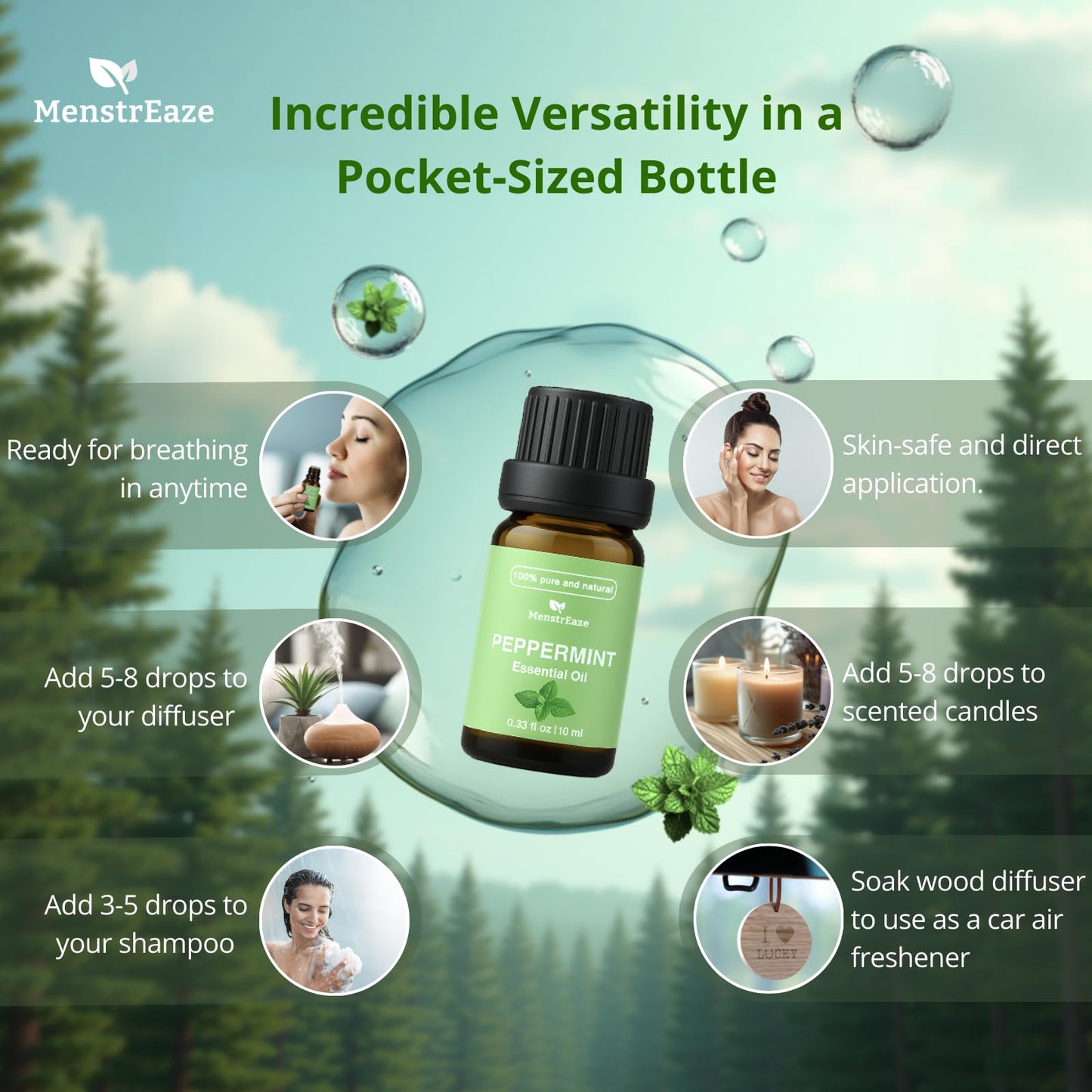 Skin Safe Peppermint Essential Oil – 100% Pure, High Potency (10ml) for Migraine Relief