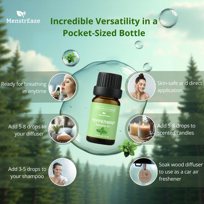 Skin Safe Peppermint Essential Oil – 100% Pure, High Potency (10ml) for Migraine Relief
