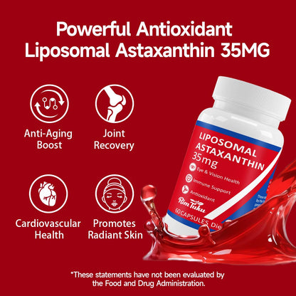 35mg Liposomal Astaxanthin Supplement – Vegan, Non-GMO, 120 Caps