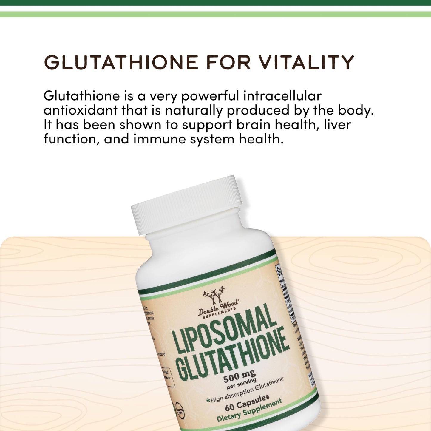 Liposomal Glutathione 500mg – 60 Vegan Capsules | Double Wood