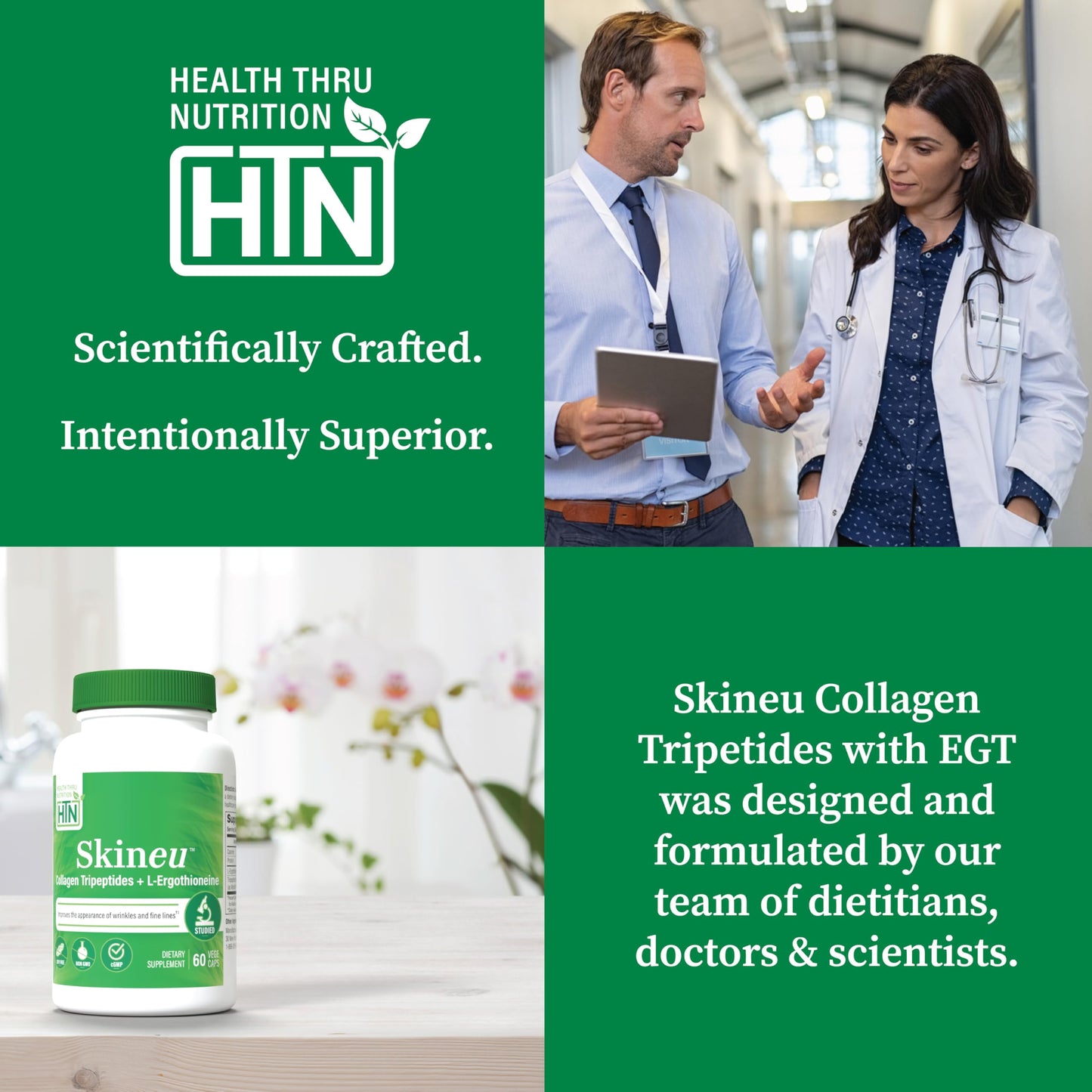 Skineu Collagen Tripeptide + L-Ergothioneine | Morikol Marine Collagen | Advanced Anti-Aging