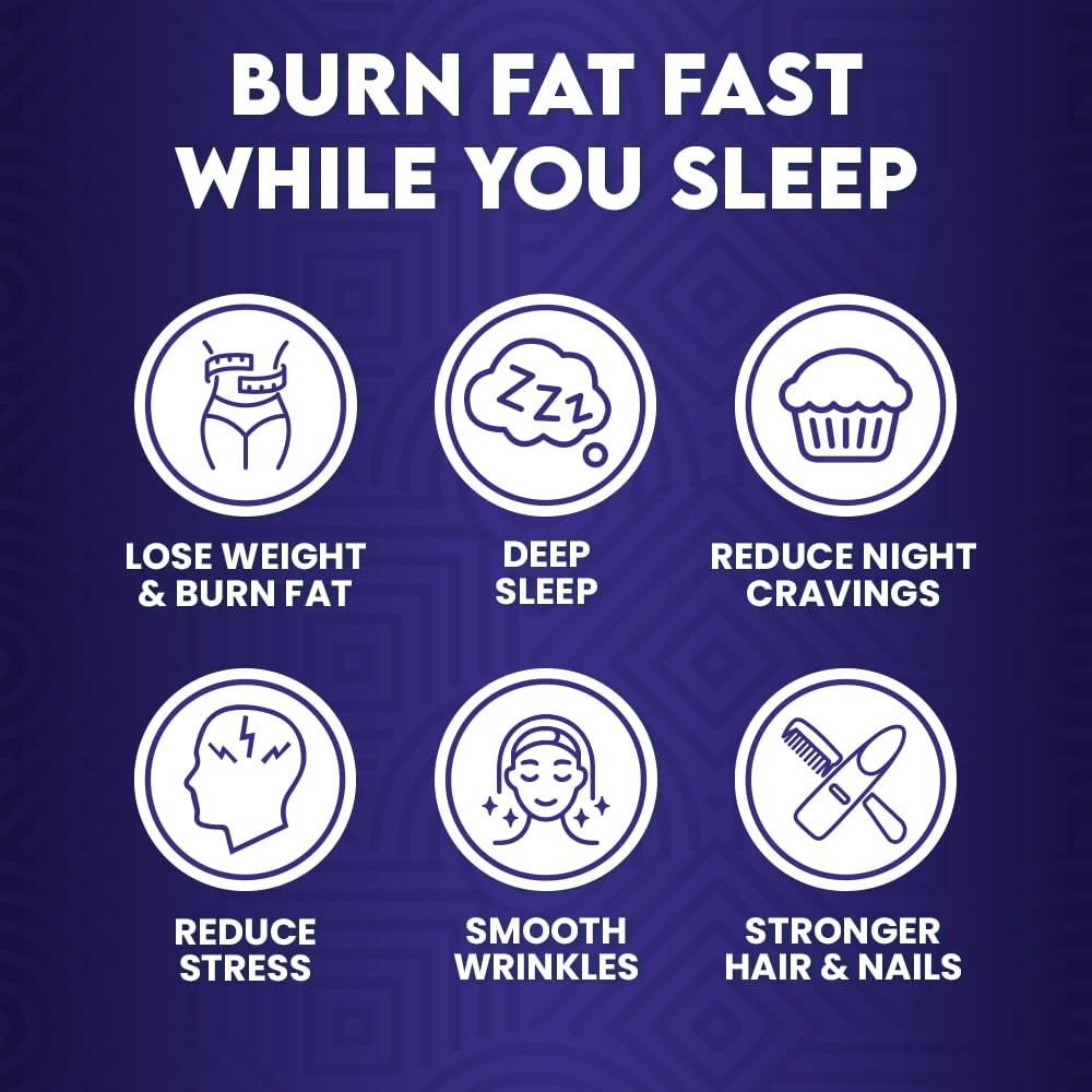 Night Collagen Burn by Skinny Coffee SuperBoost | Sleep Support, Metabolism & Cravings Control | 60 Servings