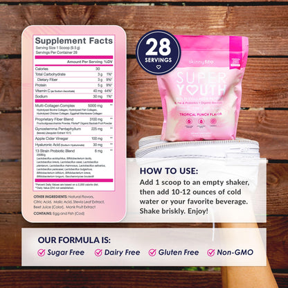 SkinnyFit Super Youth Collagen for Women - Tropical Punch, 28 Servings