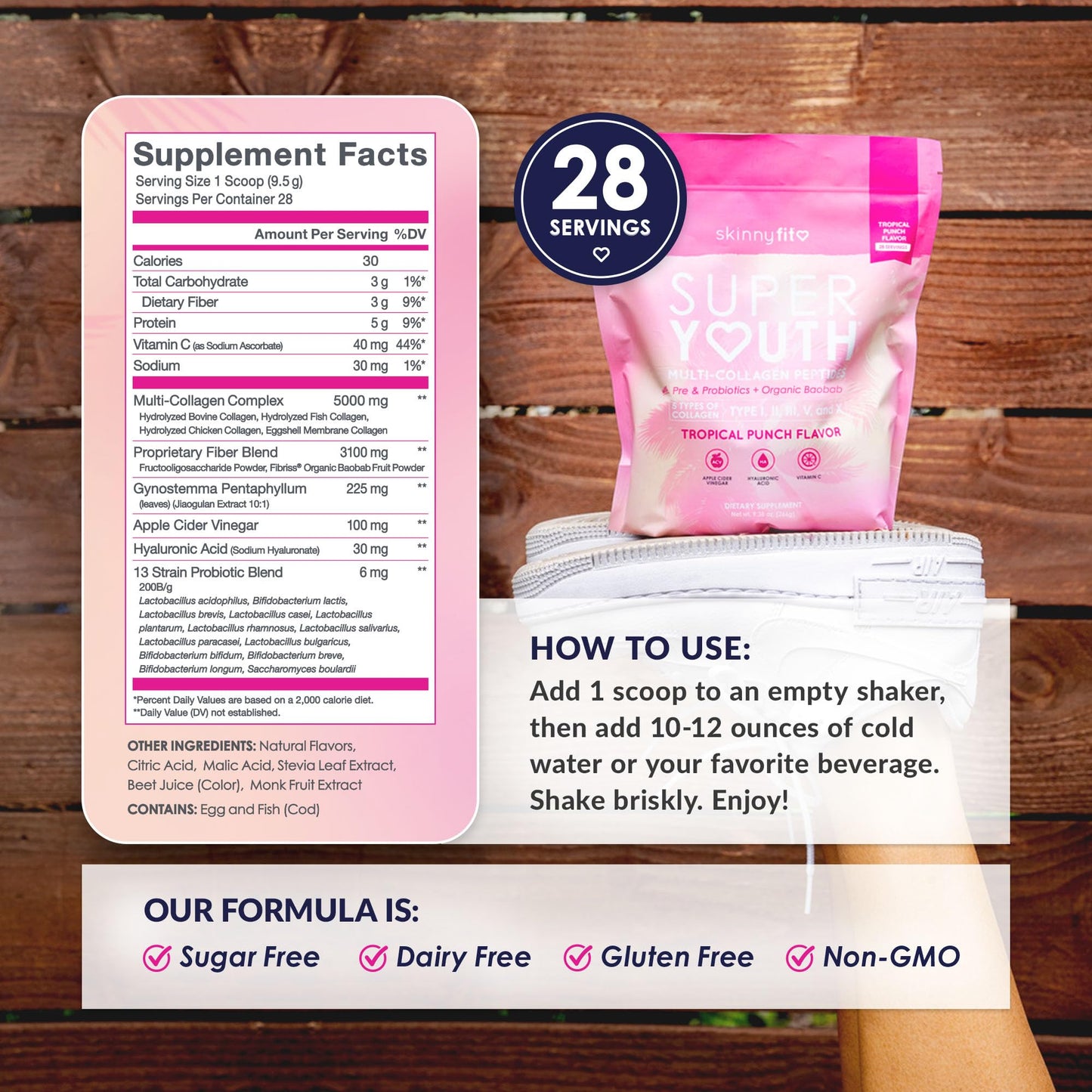 SkinnyFit Super Youth Collagen for Women - Tropical Punch, 28 Servings