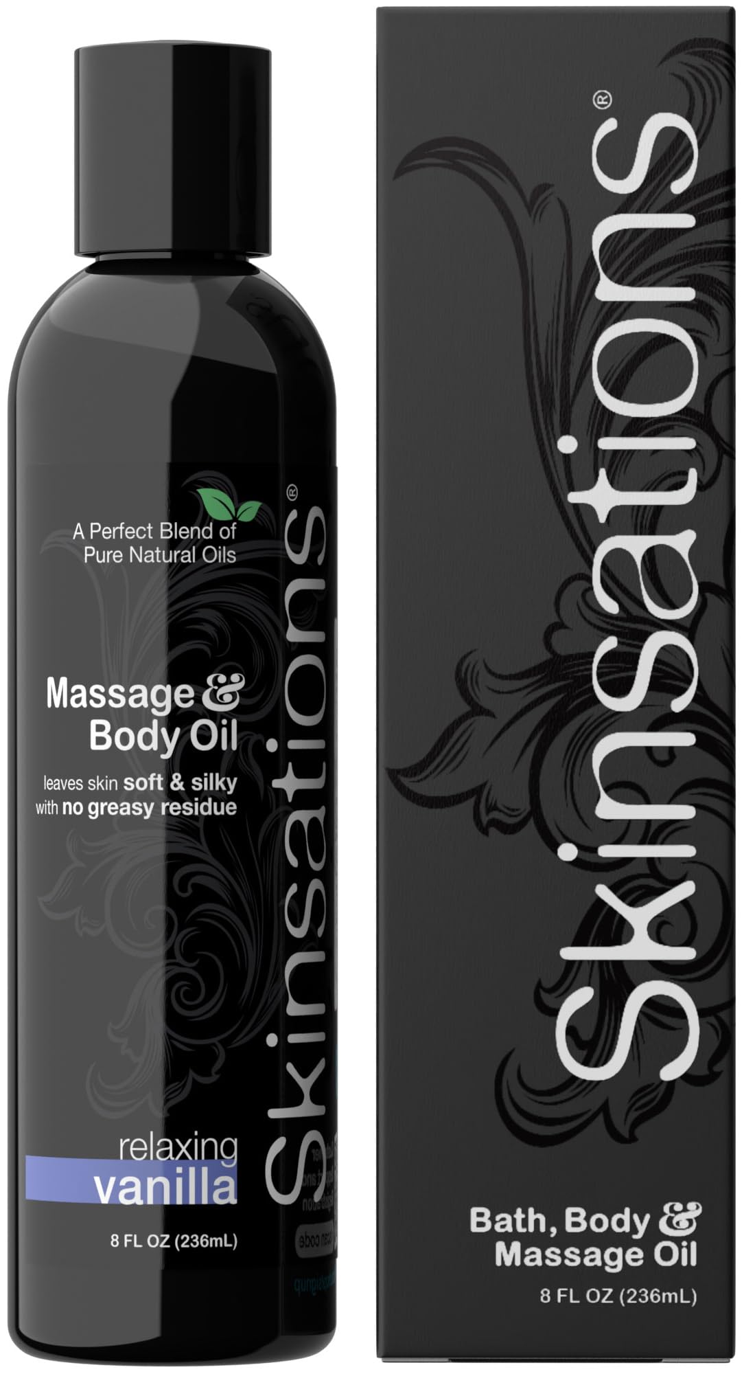 Skinsations Vanilla Massage Oil 8oz | Body Oil for Relaxation & Massage Therapy