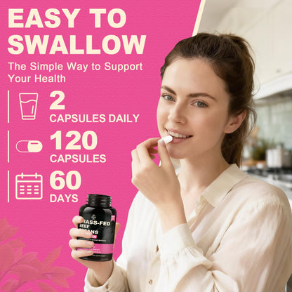 SKLIA Beef Organ Supplement for Women — Grass-Fed NZ Liver, Kidney, Heart, Uterus & Ovary for Energy & Wellness