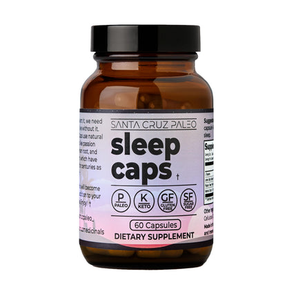Santa Cruz Paleo Sleep Caps – Melatonin-Free Nighttime Relaxation with L-Theanine, Lemon Balm, Passion Flower & Valerian