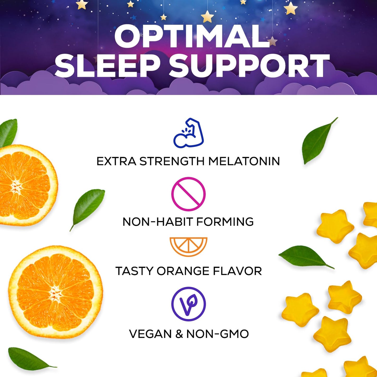 Sleep Gummies 6mg - Sugar Free Melatonin Orange Gummy for Adults & Kids | 120 Gummies