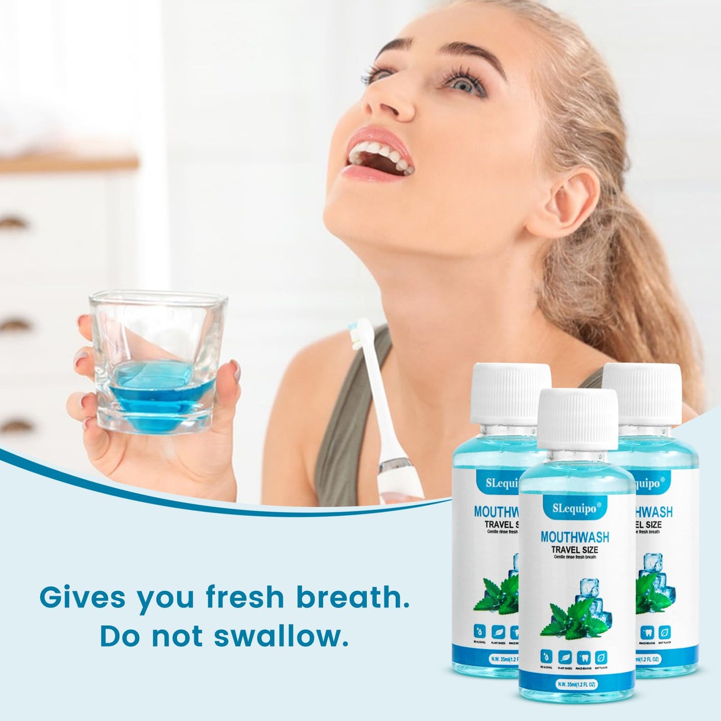 SLequipo Travel Size Mouthwash – Mint 1.2oz/35ml Bulk Pack (10 Bottles)