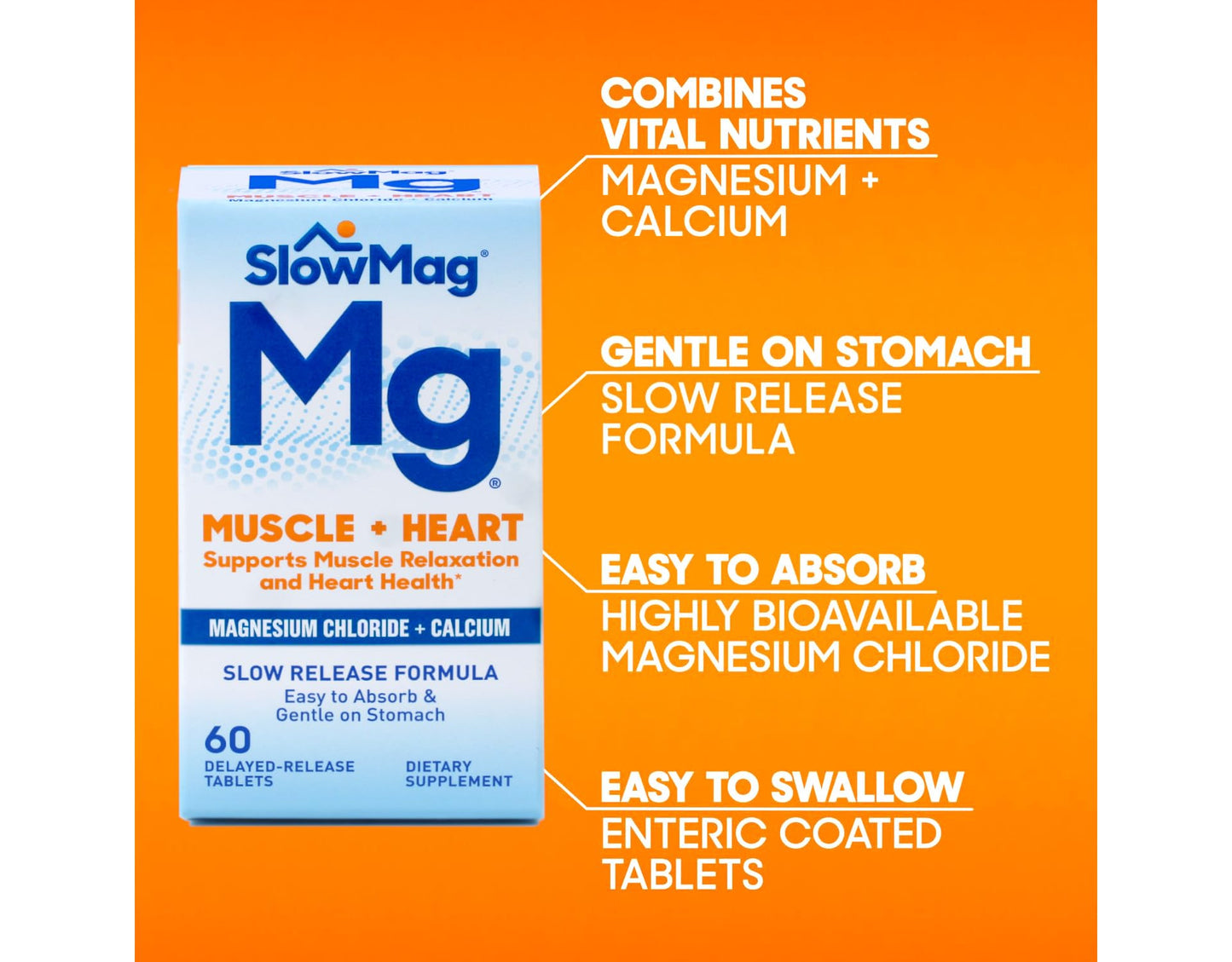 Slow-Mag Magnesium Chloride and Calcium, 60 Tablets Each (Value Pack of 3)