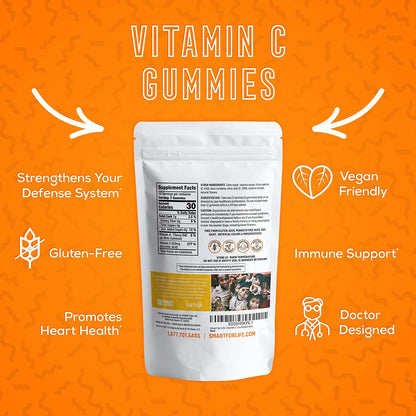 Smart for Life Vitamin C Gummies - Vegan Plant-Based Immune Support (60 Count)