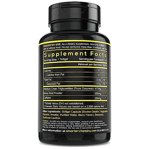 Smarter Energy Pills 3-Pack – 200mg Caffeine, Maca & Coconut MCT, 150 Softgels