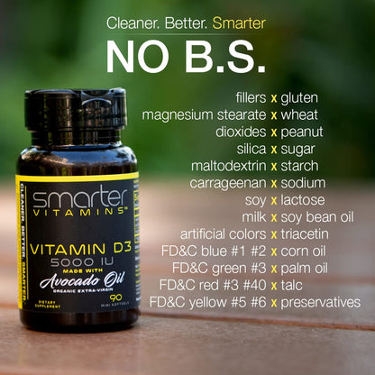 SmarterVitamins D3 5000 IU Avocado Oil — 3 Pack (270 Mini Softgels)
