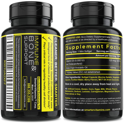 SmarterVitamins D3 5000 IU Avocado Oil — 3 Pack (270 Mini Softgels)