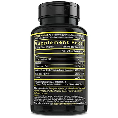 Smarter Energy Pills 3-Pack – 200mg Caffeine, Maca & Coconut MCT, 150 Softgels