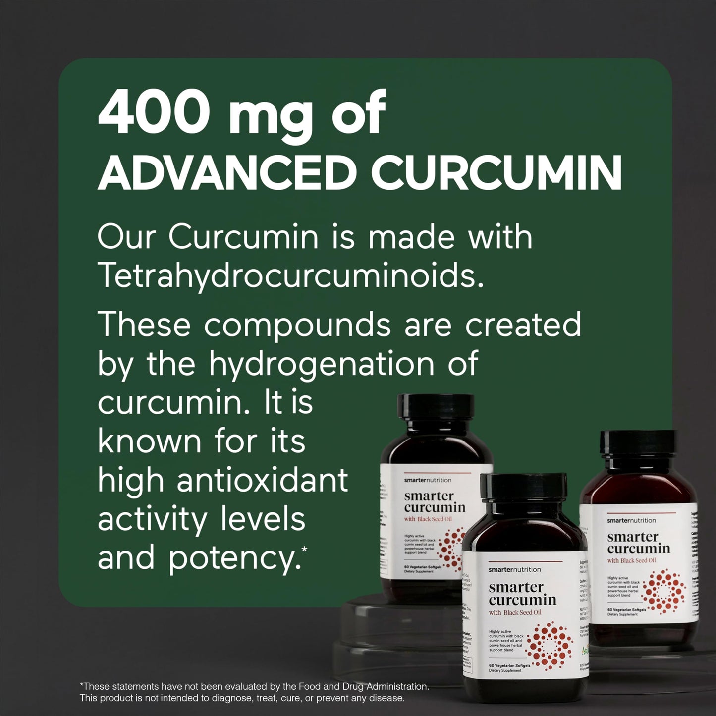 SMARTERNUTRITION Curcumin Softgels – Vegan High Absorption 400 mg Turmeric with Black Seed Oil & Ginger – 95% Tetrahydrocurcuminoids, Non-GMO, USA Manufactured – 60 Ct