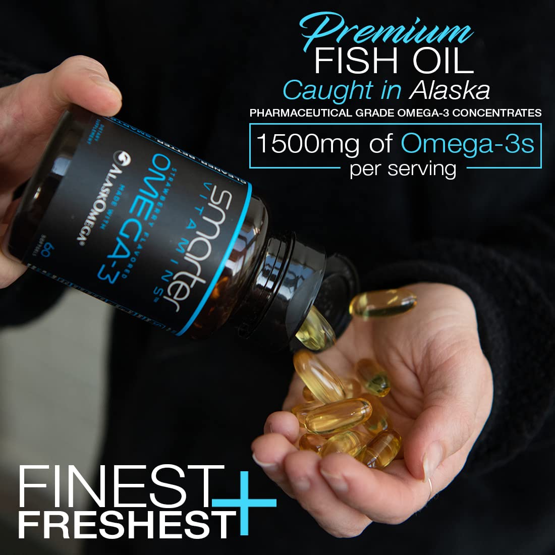 Smarter Omega 3 Fish Oil 2 Pack - Berry Flavor, Burpless, 2000mg DHA & EPA