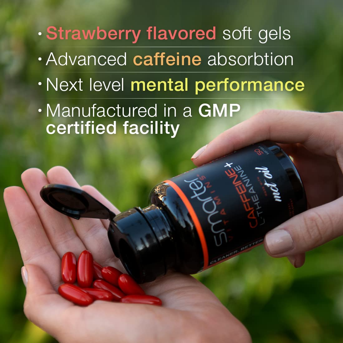 SmarterVitamins 3-Pack Caffeine Pills with L-Theanine & MCT Oil | Extended-Release Energy & Focus