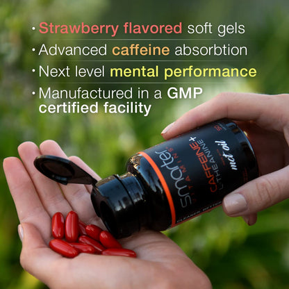 SmarterVitamins 3-Pack Caffeine Pills with L-Theanine & MCT Oil | Extended-Release Energy & Focus
