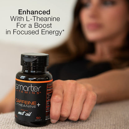 SmarterVitamins 3-Pack Caffeine Pills with L-Theanine & MCT Oil | Extended-Release Energy & Focus