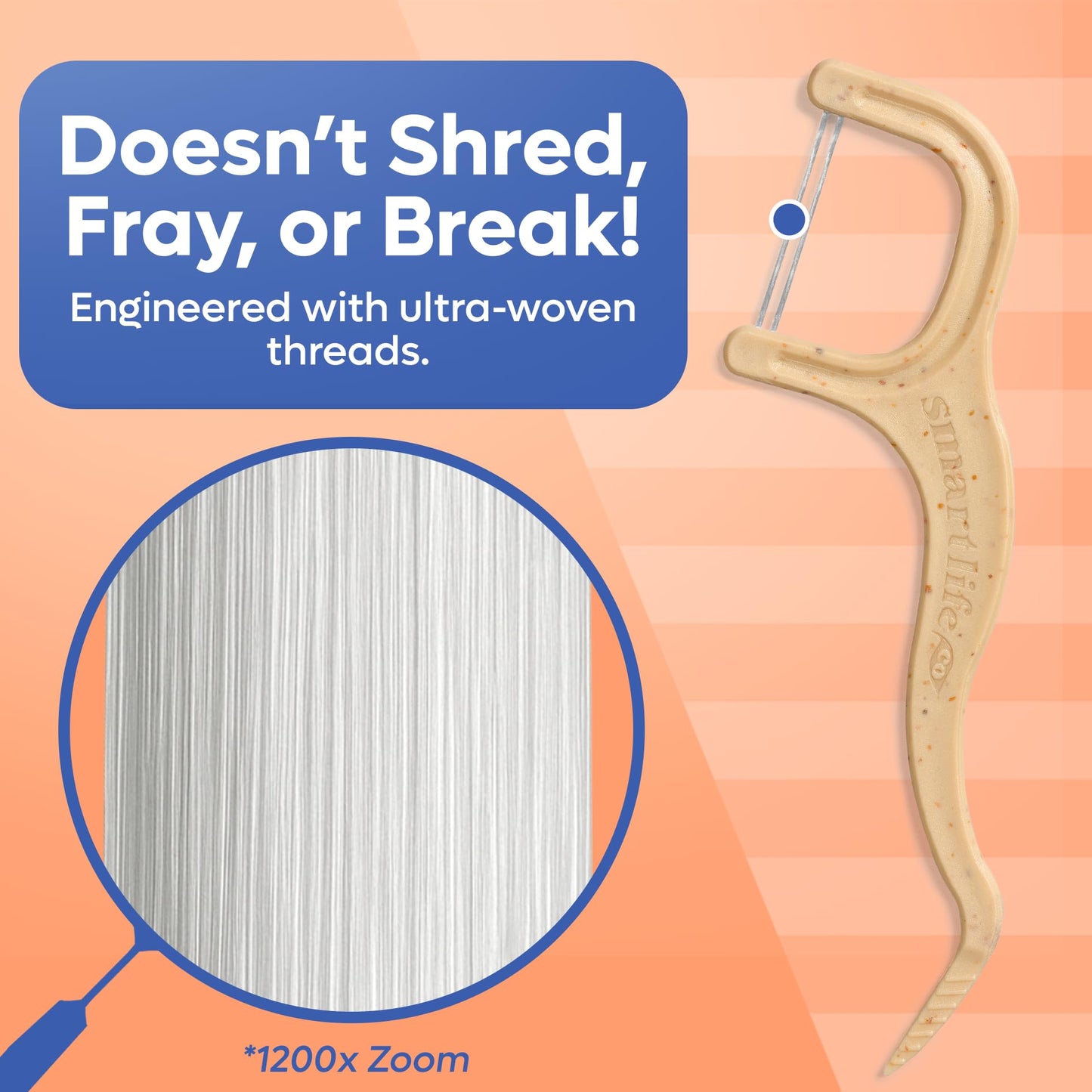 SmartLifeco Straw-Wheat Dual-Thread Dental Floss Picks 200ct