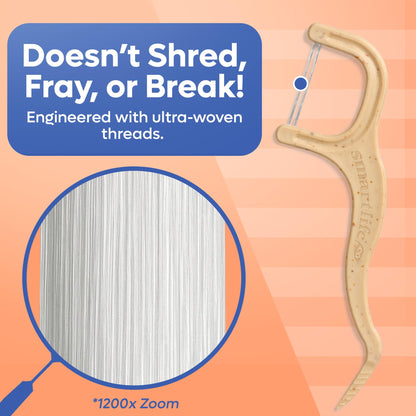 SmartLifeco Straw-Wheat Dual-Thread Dental Floss Picks 200ct