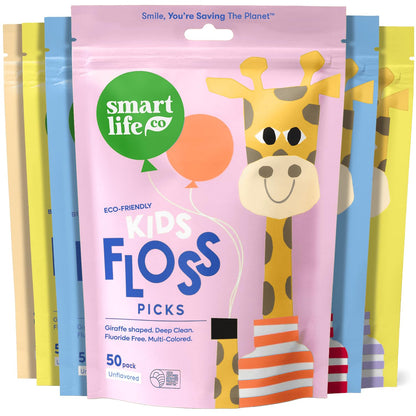 SmartLifeco Biodegradable Kids Flossers – Unflavored, Fluoride & PFA Free