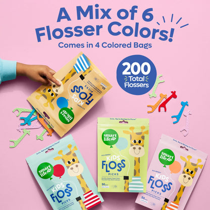 SmartLifeco Eco-Friendly Kids Flossers (200ct) – Straw Wheat, No Shred, Unflavored